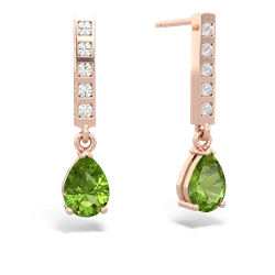 Peridot Art Deco Diamond Drop 14K Rose Gold earrings E5324
