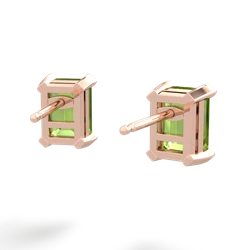 Peridot 7X5mm Emerald-Cut Stud 14K Rose Gold earrings E1856