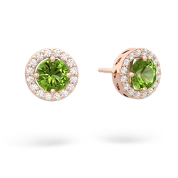 Peridot Halo 14K Rose Gold earrings E5320