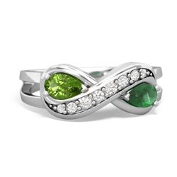 Peridot Diamond Infinity 14K White Gold ring R5390