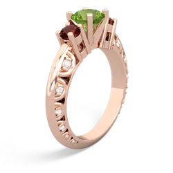 Peridot Art Deco Eternal Embrace Engagement 14K Rose Gold ring C2003