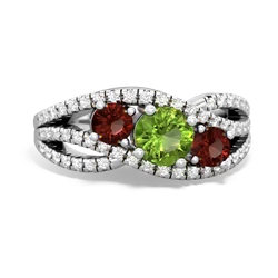 Peridot Three Stone Aurora 14K White Gold ring R3080