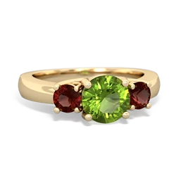 Peridot Three Stone Round Trellis 14K Yellow Gold ring R4018