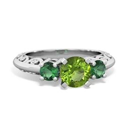 Peridot Art Deco Eternal Embrace Engagement 14K White Gold ring C2003