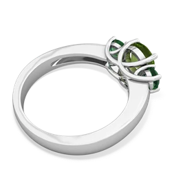 Peridot Three Stone Round Trellis 14K White Gold ring R4018