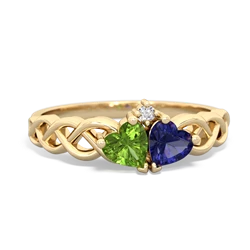 Peridot Heart To Heart Braid 14K Yellow Gold ring R5870