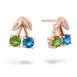 Peridot Sweet Cherries 14K Rose Gold earrings E7001