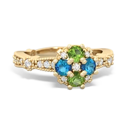 Peridot Sparkling Tiara Cluster 14K Yellow Gold ring R26293RD