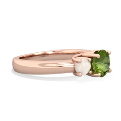 Peridot Three Stone Round Trellis 14K Rose Gold ring R4018