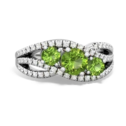 Lab Emerald Three Stone Aurora 14K White Gold ring R3080