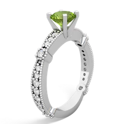 Peridot Sparkling Tiara 6Mm Round 14K White Gold ring R26296RD