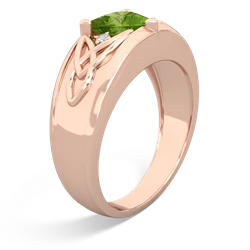 Peridot Celtic Trinity Knot Men's 14K Rose Gold ring R0440