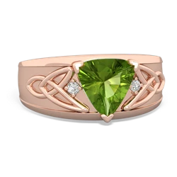 Peridot Celtic Trinity Knot Men's 14K Rose Gold ring R0440