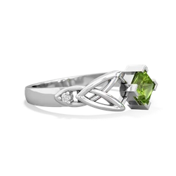 Peridot Celtic Knot Princess 14K White Gold ring R3349