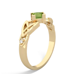 Peridot Celtic Knot Princess 14K Yellow Gold ring R3349