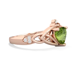Peridot Claddagh Celtic Knot Diamond 14K Rose Gold ring R5001