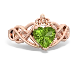 Peridot Claddagh Celtic Knot 14K Rose Gold ring R2367