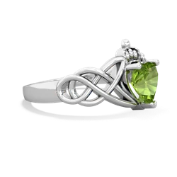 Peridot Claddagh Celtic Knot 14K White Gold ring R2367