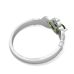 Peridot 'Our Heart' Claddagh 14K White Gold ring R2388