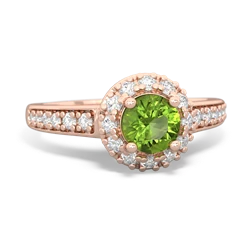 Peridot Diamond Halo 14K Rose Gold ring R5370