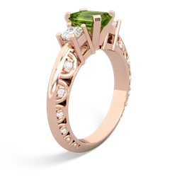 Peridot Art Deco Diamond 7X5 Emerald-Cut Engagement 14K Rose Gold ring R20017EM