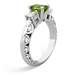 Peridot Art Deco Diamond 7X5 Emerald-Cut Engagement 14K White Gold ring R20017EM