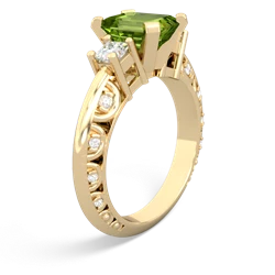 Peridot Art Deco Diamond 8X6 Emerald-Cut Engagement 14K Yellow Gold ring R20018EM