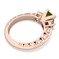 Peridot Art Deco Diamond Engagement 6Mm Princess 14K Rose Gold ring R2001
