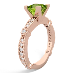 Peridot Sparkling Tiara 6Mm Princess 14K Rose Gold ring R26296SQ