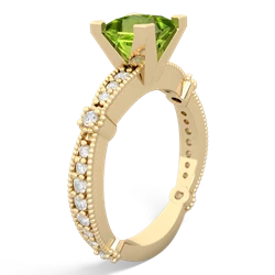 Peridot Sparkling Tiara 6Mm Princess 14K Yellow Gold ring R26296SQ
