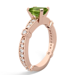Peridot Sparkling Tiara 7X5mm Emerald-Cut 14K Rose Gold ring R26297EM