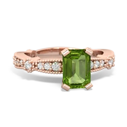 Peridot Sparkling Tiara 7X5mm Emerald-Cut 14K Rose Gold ring R26297EM