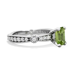 Peridot Sparkling Tiara 7X5mm Emerald-Cut 14K White Gold ring R26297EM