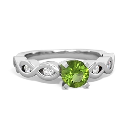 Peridot Infinity 5Mm Round Engagement 14K White Gold ring R26315RD