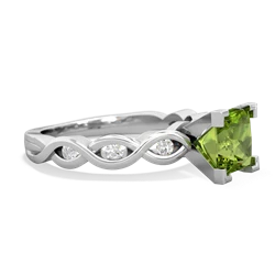 Peridot Infinity 6Mm Princess Engagement 14K White Gold ring R26316SQ