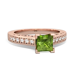 Peridot Art Deco Engagement 5Mm Square 14K Rose Gold ring R26355SQ