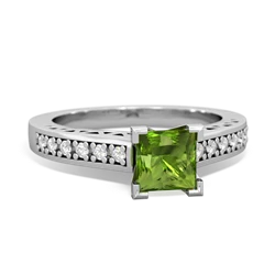 Peridot Art Deco Engagement 5Mm Square 14K White Gold ring R26355SQ