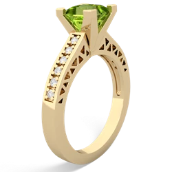 Peridot Art Deco Engagement 6Mm Princess 14K Yellow Gold ring R26356SQ