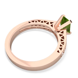 Peridot Art Deco Engagement 7X5mm Emerald-Cut 14K Rose Gold ring R26357EM