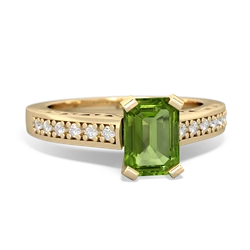 Peridot Art Deco Engagement 7X5mm Emerald-Cut 14K Yellow Gold ring R26357EM