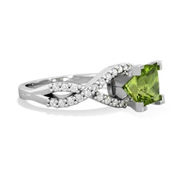 Peridot Diamond Twist 6Mm Princess Engagment  14K White Gold ring R26406SQ