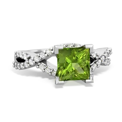 Peridot Diamond Twist 6Mm Princess Engagment  14K White Gold ring R26406SQ
