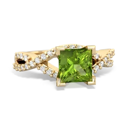 Peridot Diamond Twist 6Mm Princess Engagment  14K Yellow Gold ring R26406SQ
