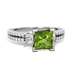 Peridot Classic 6Mm Princess Engagement 14K White Gold ring R26436SQ