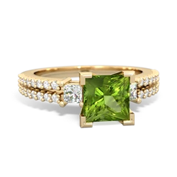 Peridot Classic 6Mm Princess Engagement 14K Yellow Gold ring R26436SQ