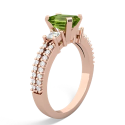 Peridot Classic 7X5mm Emerald-Cut Engagement 14K Rose Gold ring R26437EM