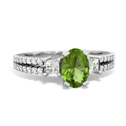 Peridot Classic 7X5mm Oval Engagement 14K White Gold ring R26437VL