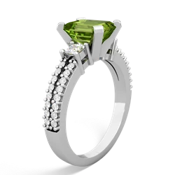 Peridot Classic 8X6mm Emerald-Cut Engagement 14K White Gold ring R26438EM