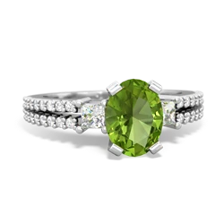 Peridot Classic 8X6mm Oval Engagement 14K White Gold ring R26438VL