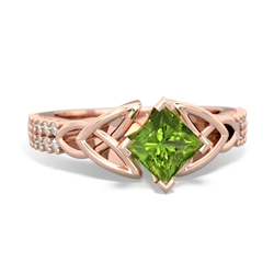 Peridot Celtic Knot 5Mm Square Engagement 14K Rose Gold ring R26445SQ